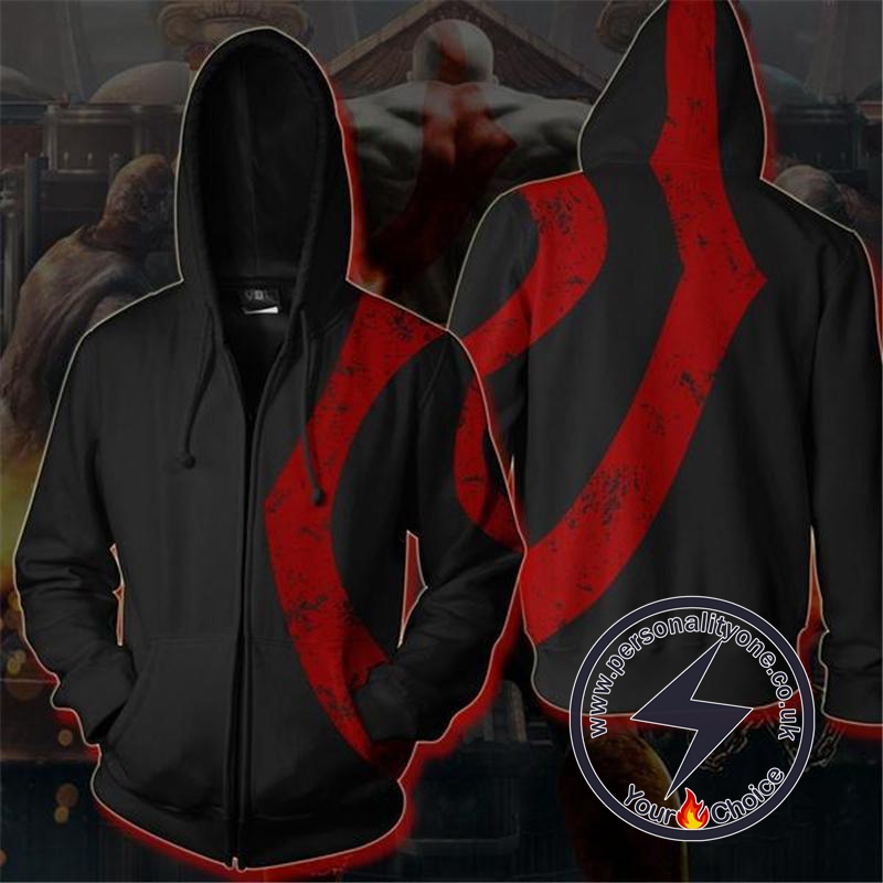 God of War Kratos Zip Up Hoodie BLACK Jacket